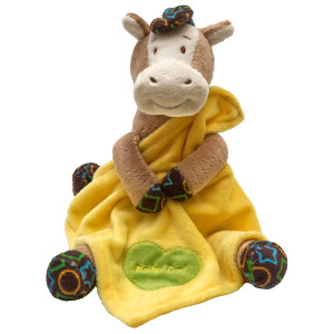 М'яка іграшка - конячка з жовтою ковдрою, 20 см, бежевий, поліестер (D1228319-1)