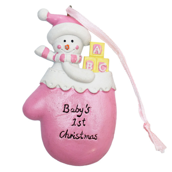 Новорічна ялинкова іграшка - фігурка Сніговик з рукавичкою, 8 см, різнокольоровий, полістоун (000647-3)