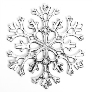 Набір ялинкових іграшок - Сніжинка, 6 шт, 11 см, сріблястий, пластик, мікс (030385)