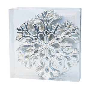 Набір ялинкових іграшок - Сніжинка, 6 шт, 11 см, сріблястий, пластик, мікс (030385)