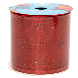 Декоративна прикраса - стрічка в рулоні, 3 м, 6,3 см, червоний, органза (082529)