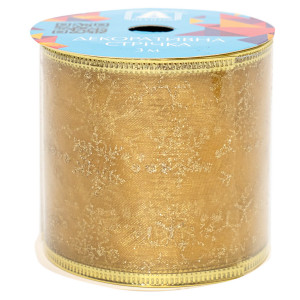 Декоративна прикраса - стрічка в рулоні, 3 м, 6,3 см, золотистий, органза (082536)