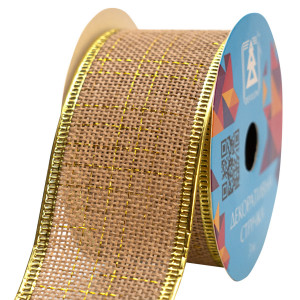 Декоративна прикраса - стрічка в рулоні, 3 м, 4 см, золотистий, поліестер (082666)