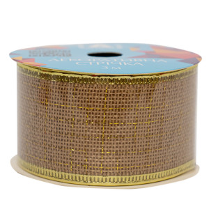 Декоративна прикраса - стрічка в рулоні, 3 м, 4 см, золотистий, поліестер (082666)