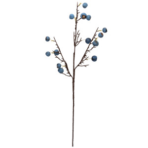Штучна гілочка з блакитними ягодами, 68 см, полімерний матеріал (130573)
