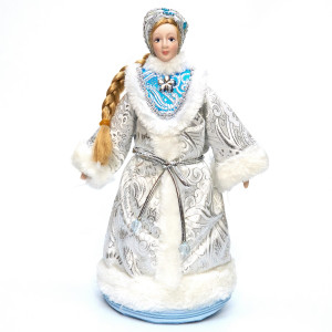 Новорічна сувенірна фігурка Снігуронька, 28 см, біла, пластик, поліестер (180486-5)