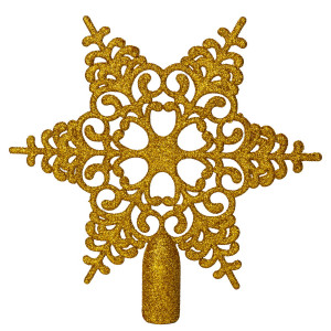 Ялинкова прикраса - верхівка на ялинку Зірка, h-20 см, золотистий, глітер, пластик (251987)