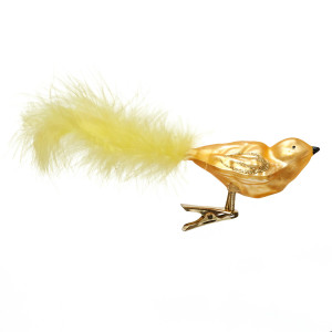 Набір ялинкових іграшок - пташки, 2 шт, 18 см, золотистий, мікс, скло (390205-2)