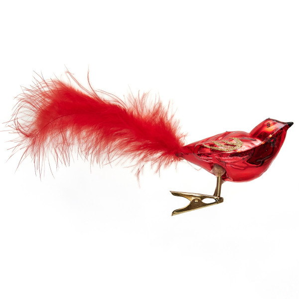 Набір ялинкових іграшок - пташки, 2 шт, 18 см, червоний, мікс, скло (390205-3)