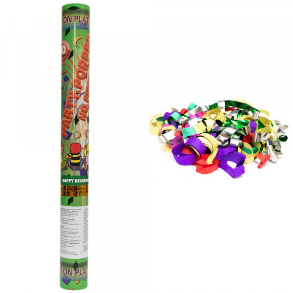 Пневматична хлопавка, 50 см, "PARTY POPPERS", різнокольорові прямокутники з фольги та паперу (400270-1)