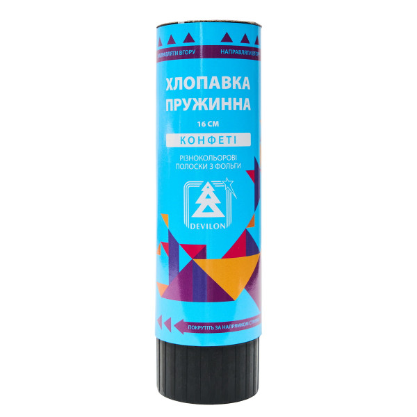 Хлопавка пружинна, 11 см, різнокольорові полоски з фольги (401642)