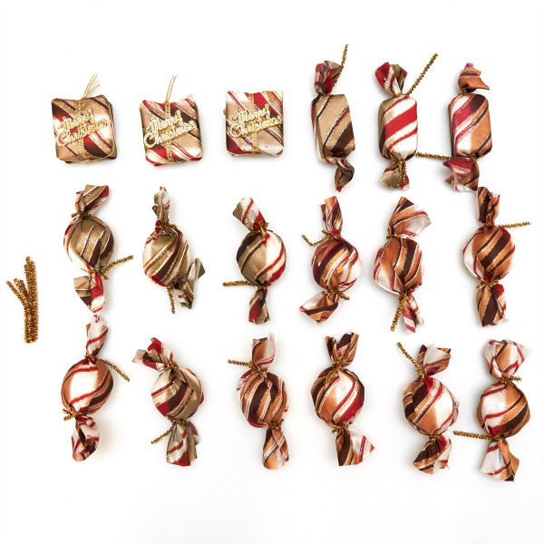 Набір ялинкових іграшок - новорічний, 18 шт, 26x38 см, різнокольоровий, текстиль (470624)