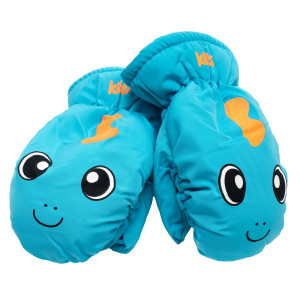 Водовідштовхувальні дитячі лижні рукавиці, розмір 12, бірюзовий, плащівка, фліс, синтепон (517212)