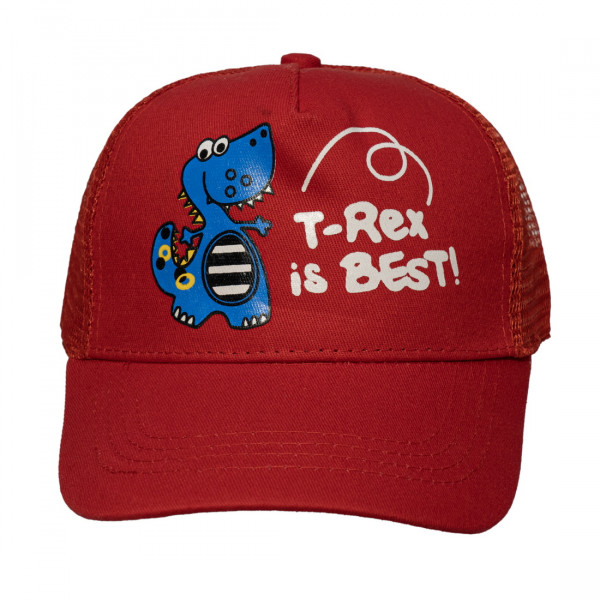 Кепка дитяча T-Rex is Best, червоний, 48-54 см, 3-8 років, бавовна (518882)