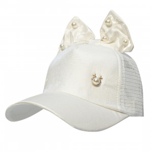 Кепка дитяча з бантиком, білий, 47-52 см, 3-6 років, віскоза (518998)