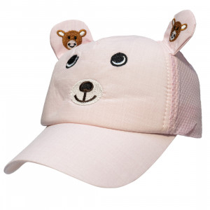 Кепка дитяча ведмедик, рожевий, 47-52 см, 2-8 років, бавовна (519261)
