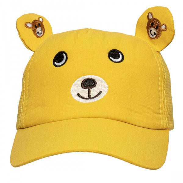 Кепка дитяча ведмедик, жовтий, 47-52 см, 2-8 років, бавовна (519278)