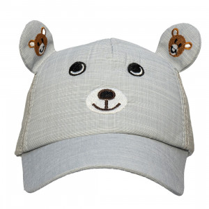 Кепка дитяча ведмедик, сірий, 47-52 см, 2-8 років, бавовна (519292)