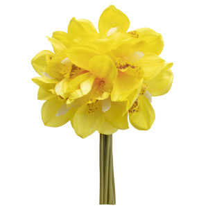 Штучний букет квітів 7 шт. міні-орхідея, 30 см, жовтий, тканина, пластик (631284)