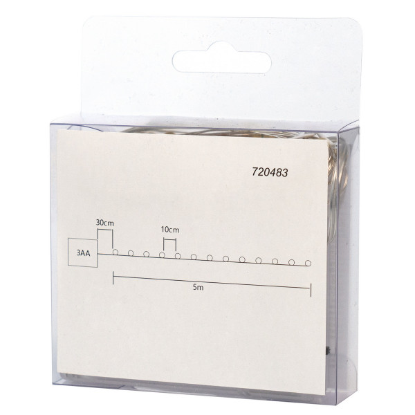 Світлодіодна гірлянда-нитка, 5 м, 50 л, теплий білий, батарейки, IP20, Роса (720483)