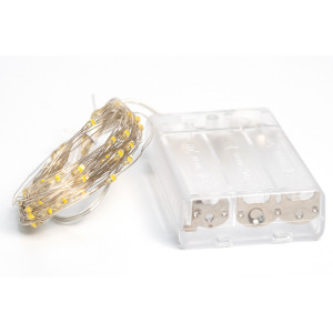 Світлодіодна гірлянда-нитка, 2 м, 20 л, теплий білий, батарейки, IP20, Роса (720490)