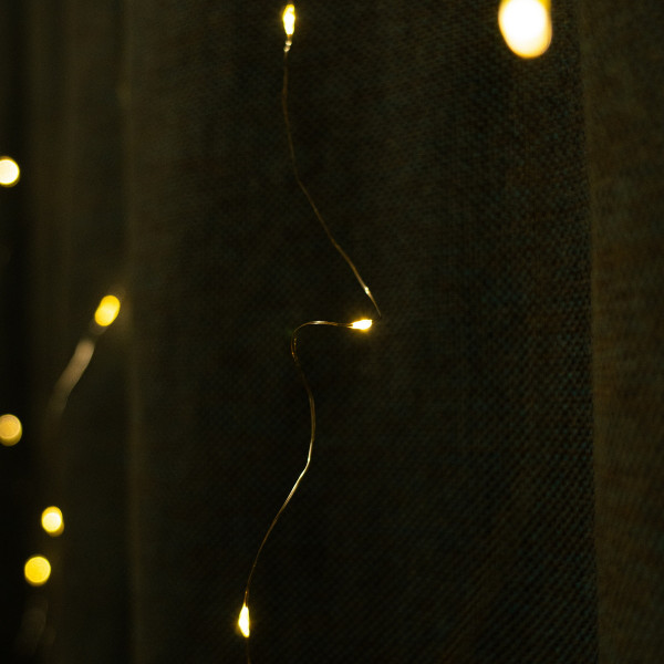 Світлодіодна гірлянда-завіса, 3*3 м, 300 л, 8 режимів, теплий білий, USB, IP20, Роса (720964)