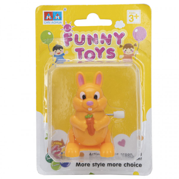Іграшка заводна - заєць Aohua, 5,8x3,5x3,5 см, помаранчевий, пластик (8083A-3-6)