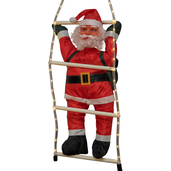 Новорічна світлодіодна декорація - Санта (Дід Мороз) на драбині, 60 см L 90 см, дюралайт (810122)