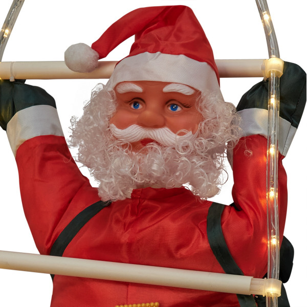 Новорічна світлодіодна декорація - Санта (Дід Мороз) на драбині, 60 см L 90 см, дюралайт (810122)