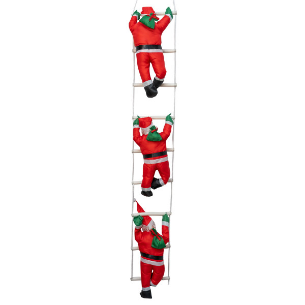 Вуличний декор 3 Діда Мороза, 37 см, на драбині 1,6 м (810153)