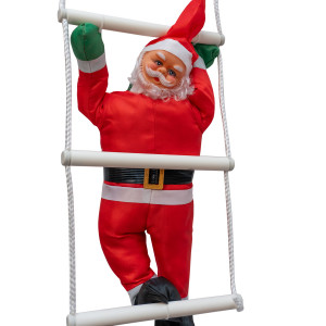 Вуличний декор 3 Діда Мороза, 37 см, на драбині 1,6 м (810153)