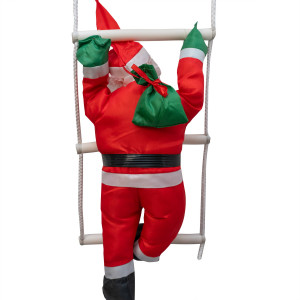 Вуличний декор 3 Діда Мороза, 37 см, на драбині 1,6 м (810153)