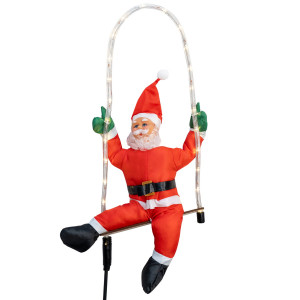 Новорічна світлодіодна декорація - Санта (Дід Мороз) на гойдалці, 45 см, L 53 см, дюралайт (810245)