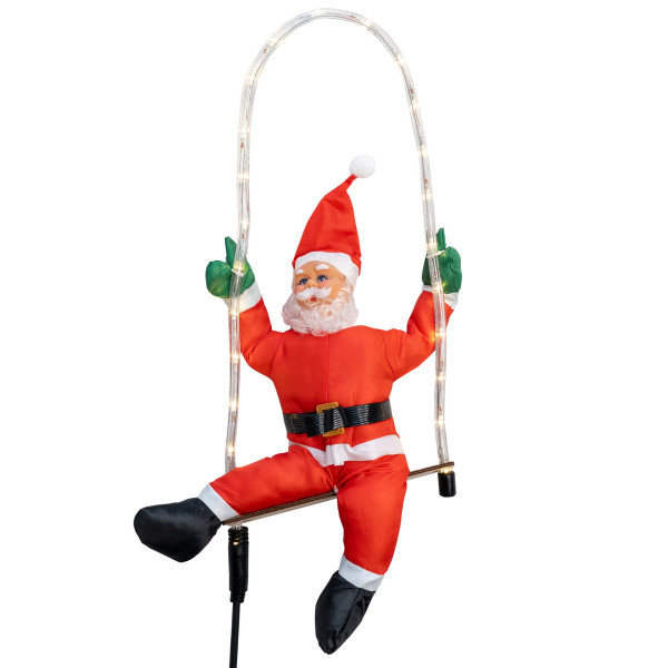 Новорічна світлодіодна декорація - Санта (Дід Мороз) на гойдалці, 45 см, L 53 см, дюралайт (810245)