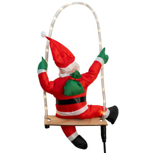 Новорічна світлодіодна декорація - Санта (Дід Мороз) на гойдалці, 45 см, L 53 см, дюралайт (810245)