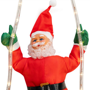 Новорічна світлодіодна декорація - Санта (Дід Мороз) на гойдалці, 45 см, L 53 см, дюралайт (810245)