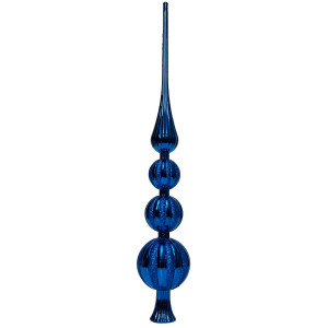 Ялинкова прикраса - верхівка на ялинку, h-42 см, синій, глянець, глітер, пластик (890322)