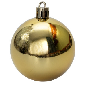Набір ялинкових іграшок - кулі, 12 шт, D6 см, золотистий, глянець, пластик (890742)