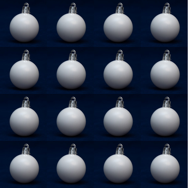 Набір ялинкових іграшок - кулі, 16 шт, D4 см, білий, матовий, пластик (891923)