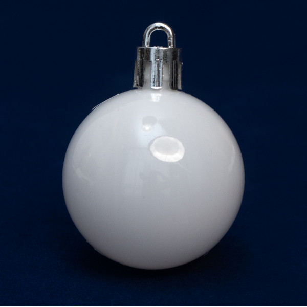 Набір ялинкових іграшок - кулі, 16 шт, D4 см, білий, глянець, пластик (891947)