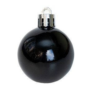 Набір ялинкових іграшок - кулі, 16 шт, D4 см, чорний, глянець, пластик (891954)