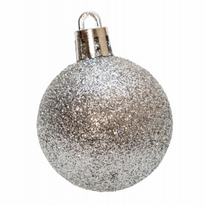 Набір ялинкових іграшок - кулі, 16 шт, D4 см, сріблястий, гліттер, пластик (891961)