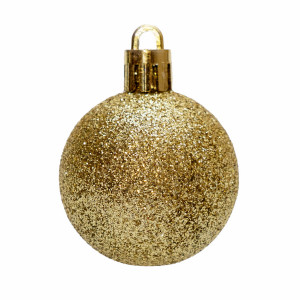 Набір ялинкових іграшок - кулі, 16 шт, D4 см, золотистий, гліттер, пластик (891978)