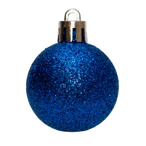 Набір ялинкових іграшок - кулі, 16 шт, D4 см, синій, гліттер, пластик (891992)