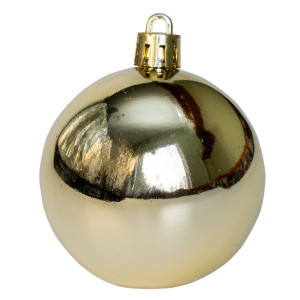 Набір ялинкових іграшок - кулі, 12 шт, D6 см, шампань, глянець, пластик (892081)