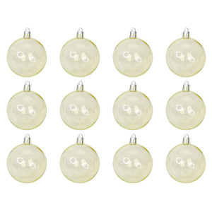 Набір ялинкових іграшок - напівпрозорі кулі, 12 шт, D6 см, золотистий, пластик (892104)