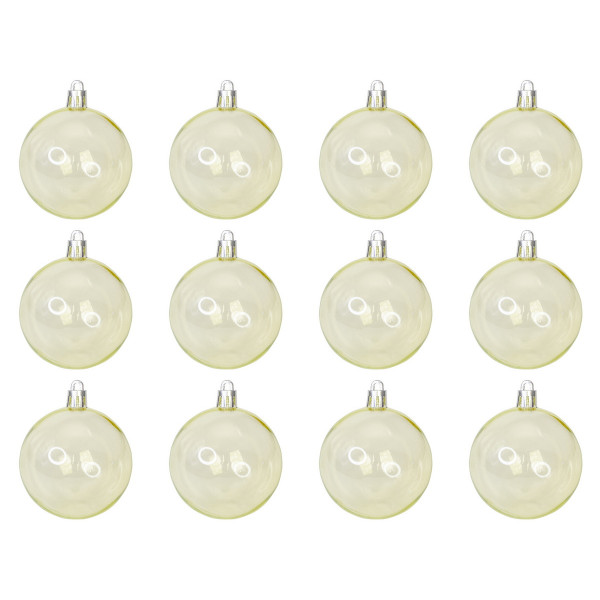Набір ялинкових іграшок - напівпрозорі кулі, 12 шт, D6 см, золотистий, пластик (892104)