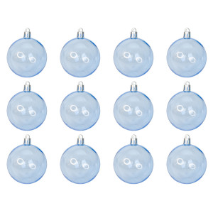 Набір ялинкових іграшок - напівпрозорі кулі, 12 шт, D6 см, синій, пластик (892128)