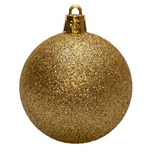 Набір ялинкових іграшок - кулі, 12 шт, D6 см, золотистий, гліттер, пластик (892142)