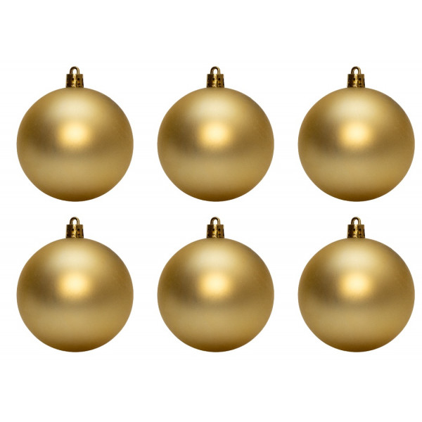 Набір ялинкових іграшок - кулі, 6 шт, D8 см, шампань, матовий, пластик (892234)
